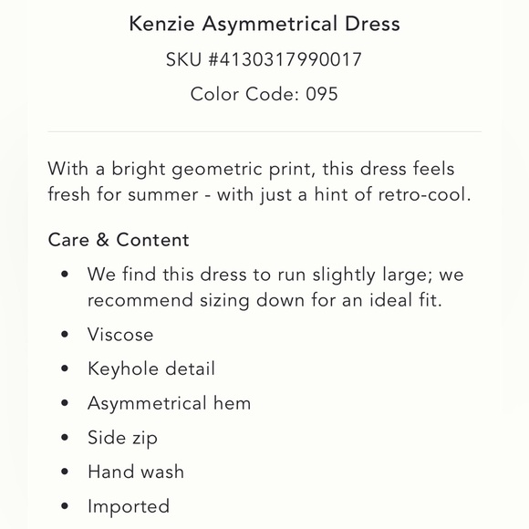 Anthropologie Kenzie Asymmetrical Dress, Size 10 - Picture 4 of 5